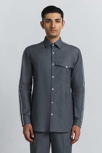 Line Out Line Geofaceted Piping Shirt 