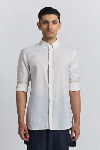 Line Out Line Urban Layout Embroidered Shirt 