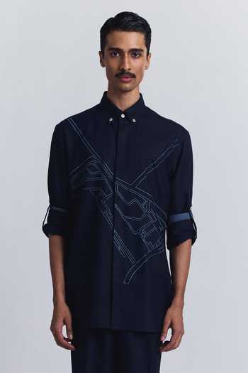 Line Out Line Urban Layout Embroidered Shirt 