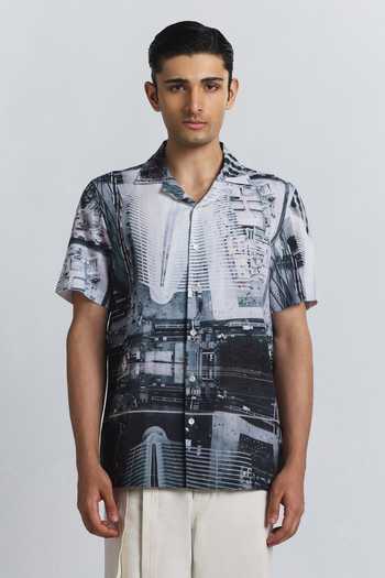 Line Out Line City Perspective Print Shirt 