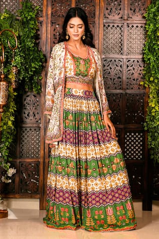 Amaltas Couture Color Block Pattern Lehenga Set 