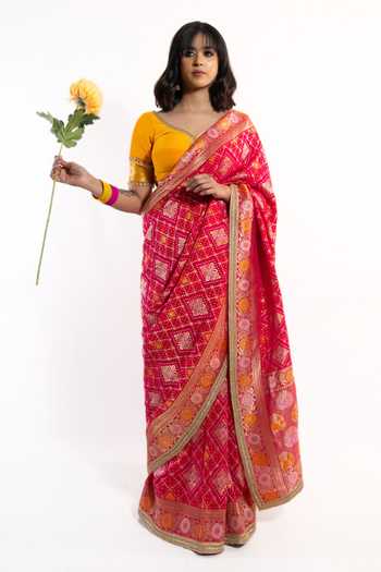 Amaltas Couture Bandhej Saree With Blouse 