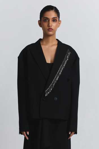 Line Out Line Embellished Double-Breasted Blazer 