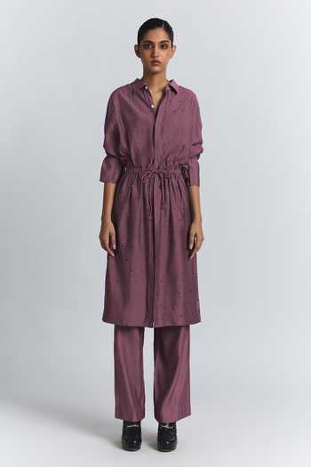 Line Out Line Chanderi Embellished Tunic & Pant Set 