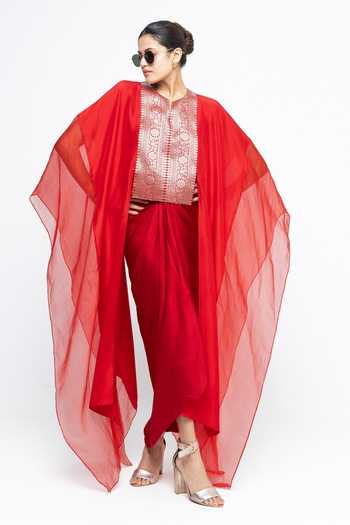 SOBARIKO Onaya Silk Cape & Skirt Set 