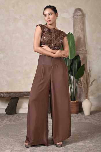 BAANI KHURANA Cocoa Bloom Top Pant Set 