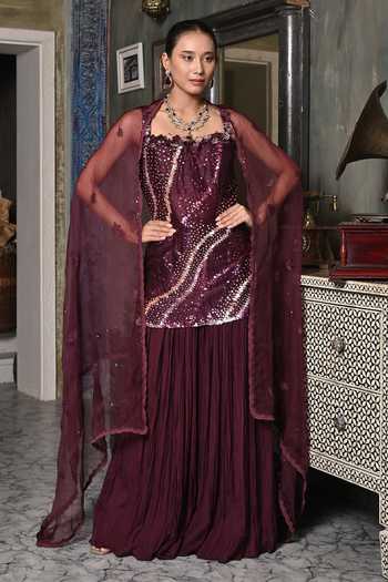BAANI KHURANA Embroidered Kurta Crushed Sharara Set 