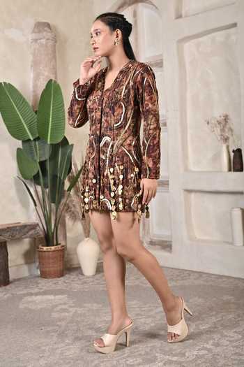 BAANI KHURANA Embroidered Structured Jacket Dress 