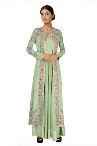 Neha Khullar Pastel Green Anarkali With Jacket 
