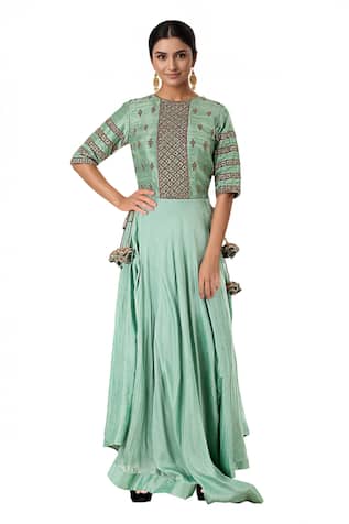 Neha Khullar Sea Green Asymmetric Kurta 