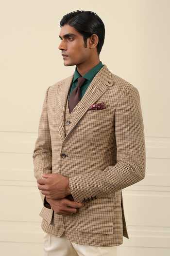 Gargee Designers Houndstooth Check Double Breasted Blazer 