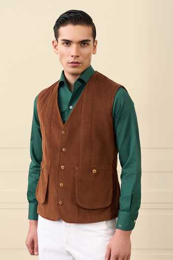 Gargee Designers Corduroy Button-Front Vest Jacket  