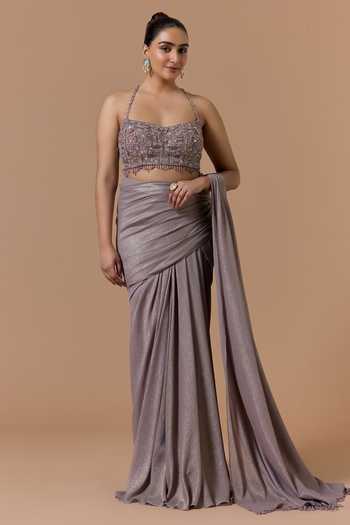 Nitika Gujral Shimmer Finish Pre-Draped Saree With Blouse 