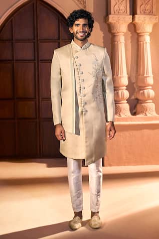 Arihant Rai Sinha Placed Embroidered Layered Sherwani Set 