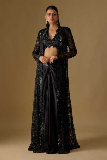 Asaga Nerida Abstract Embroidered Jacket Skirt Set 