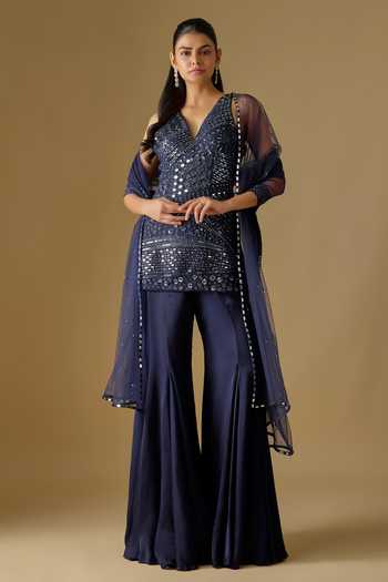 Asaga Marina Abstract Embroidered Kurta Sharara Set 