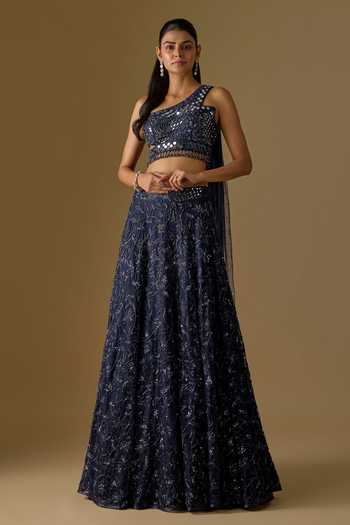 Asaga Tidea Abstract Hand Embroidered Lehenga With Blouse 