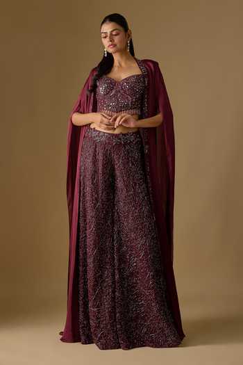 Asaga Navara Abstract Embroidered Corset Sharara Set 