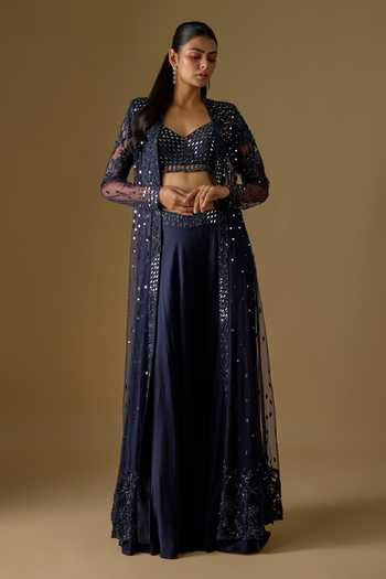 Asaga Brook Mirror Work Jacket Sharara Set 