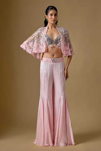 Asaga Kai Mirror Embroidered Cape Sharara Set 