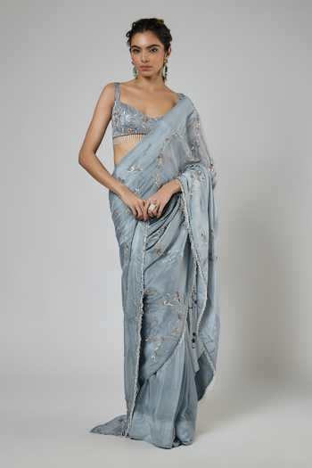 Masumi Mewawalla Embroidered Pre-Draped Saree & Blouse Set 