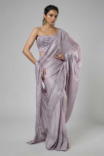 Masumi Mewawalla Embroidered Pre-Draped Saree & Blouse Set 