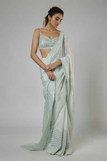 Masumi Mewawalla Aari Embroidered Pre-Draped Saree & Blouse Set 