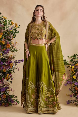 Kalista Raiba Geometric Embroidered Blouse Sharara Set 