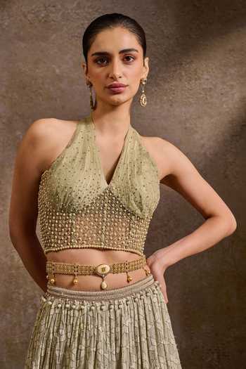 Tarun Tahiliani Jewelled Brooch Embellished Belt 
