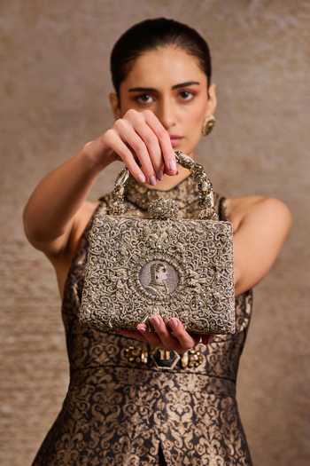 Tarun Tahiliani Mughal Motif Zardozi Embroidered Clutch 