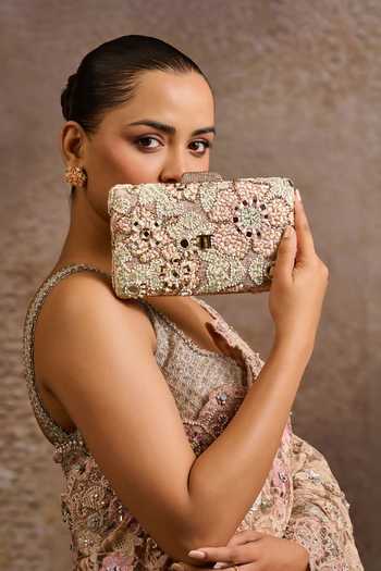 Tarun Tahiliani Mosaic Embroidered Sling Clutch Bag 