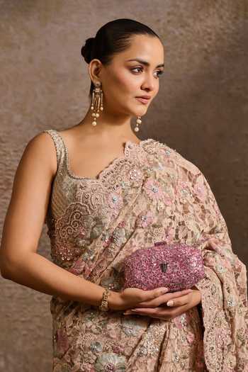 Tarun Tahiliani Sequin Embroidered Octagonal Clutch 