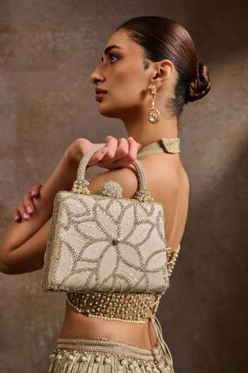 Tarun Tahiliani Crystal Pearl Embroidered Bag 