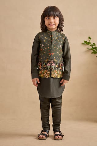 Kalista Reyhan Floral Print Bundi Kurta Set 