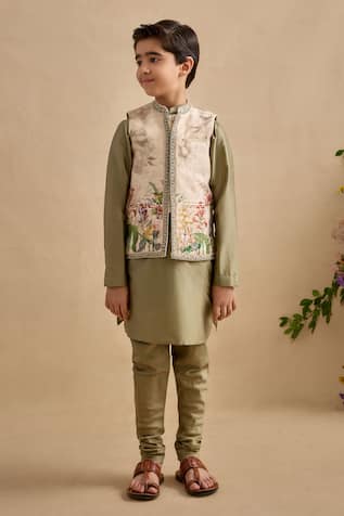 Kalista Anvik Floral Print Bundi Kurta Set 