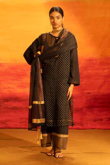 BANANA labs Polka Dot Kurta Palazzo Set 