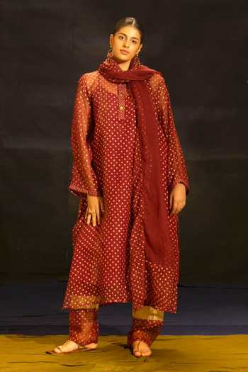 BANANA labs Polka Print Kurta Palazzo Set 