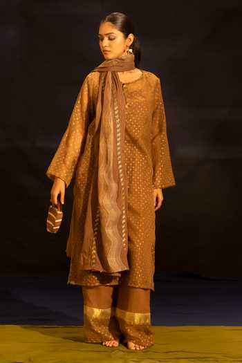 BANANA labs Kota Doria Polka Dot Kurta Palazzo Set 