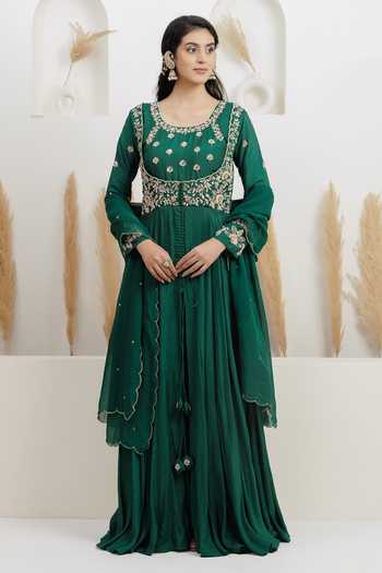 BAIDEHI Dabka Pearl Embroidered Anarkali Set 