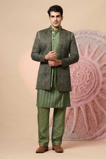 Soniya G Floral Embroidered Jacket Kurta Set 