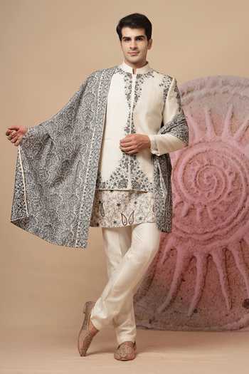 Soniya G Royal Embroidered Bandhgala Dupatta Set 
