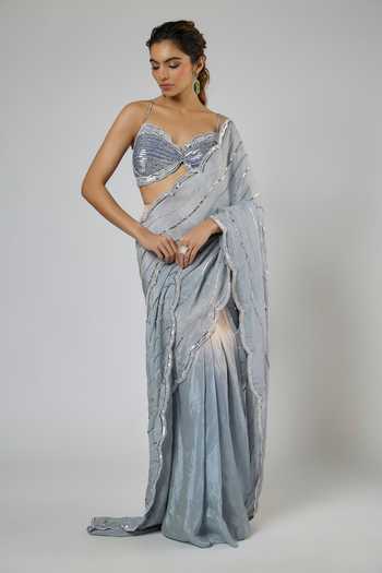 Masumi Mewawalla Aari Embroidered Pre-Draped Saree & Blouse Set 