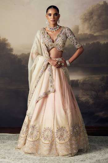 Ohaila Khan Zardozi Pearl Sequin Embroidered Lehenga Set 