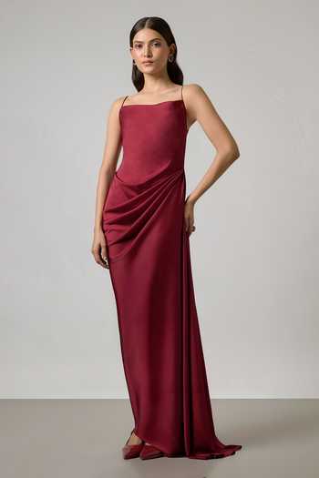 NA-KA Satin Cowl Neck Gown 
