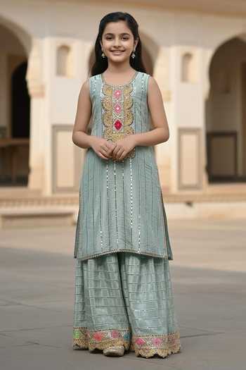 MINIME ORGANICS Embroidered Kurta & Sharara Set 