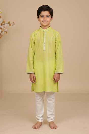MINIME ORGANICS Faux Mirror Lace Kurta & Pyjama Set 
