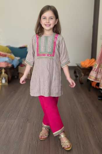 MINIME ORGANICS Embroidered Kurta & Salwar Set 
