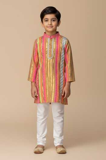 MINIME ORGANICS Striped Handloom Kurta & Pyjama Set 