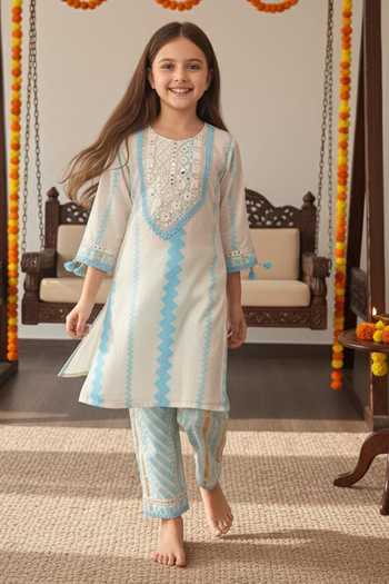 MINIME ORGANICS Mirror Embellished Kurta & Salwar Set 