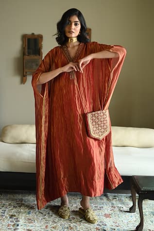 Shorshe Clothing Tyohaar Pin Stripe Embroidered Kaftan 